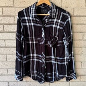 Rails Black White Plaid Button Down Flannel Shirt |Hunter Small